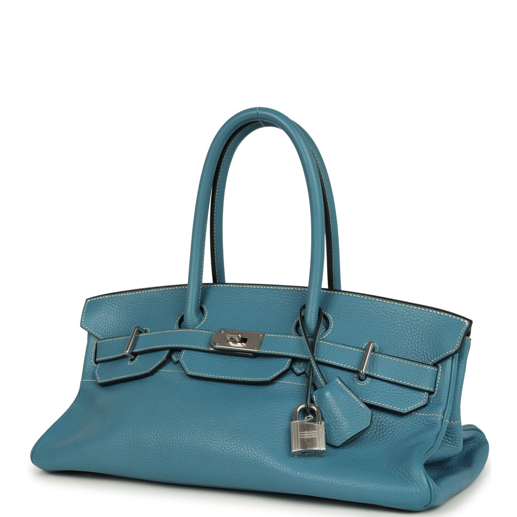 Vintage Hermes Shoulder Birkin 42 JPG Blue Jean Clemence Palladium Hardware - Image 6