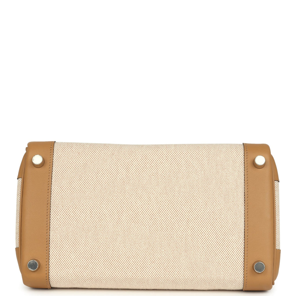Hermes Birkin 25 Ecru and Beige Toile H Canvas and Biscuit Swift Palladium Hardware - Image 7