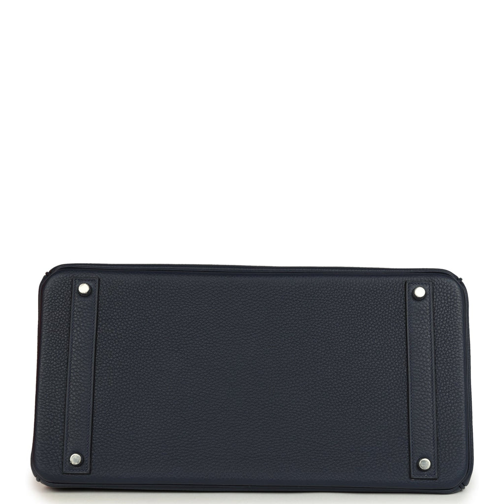 Hermes Special Order (HSS) Birkin 40 Bleu Nuit Verso Togo Palladium Hardware - Image 7