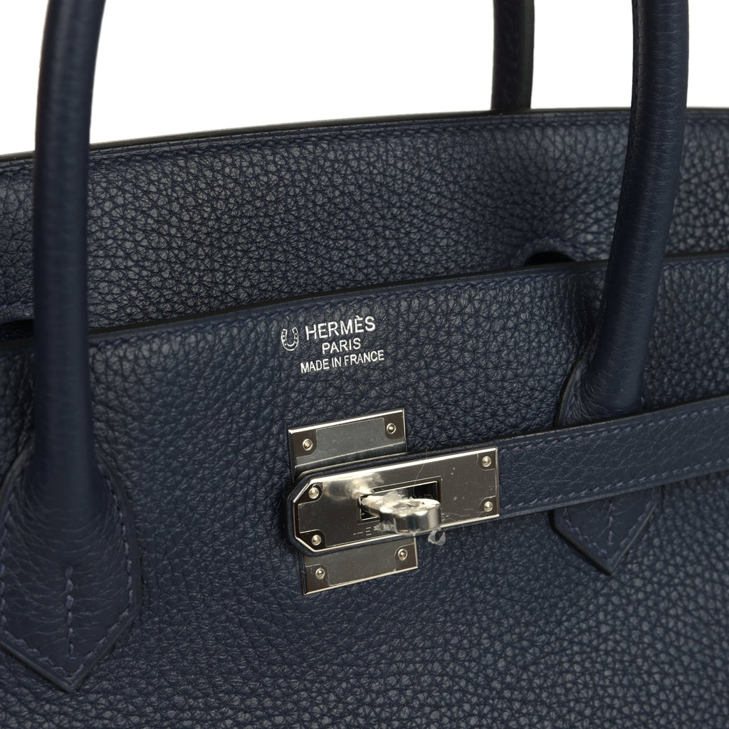 Hermes Special Order (HSS) Birkin 40 Bleu Nuit Verso Togo Palladium Hardware - Image 8