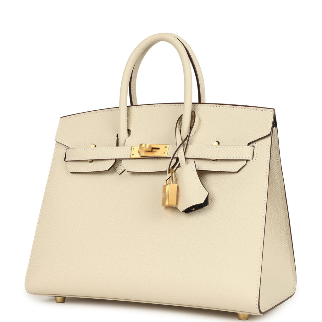 Hermes Special Order (HSS) Birkin Sellier 25 Craie Verso Epsom Brushed Gold Hardware - Image 6