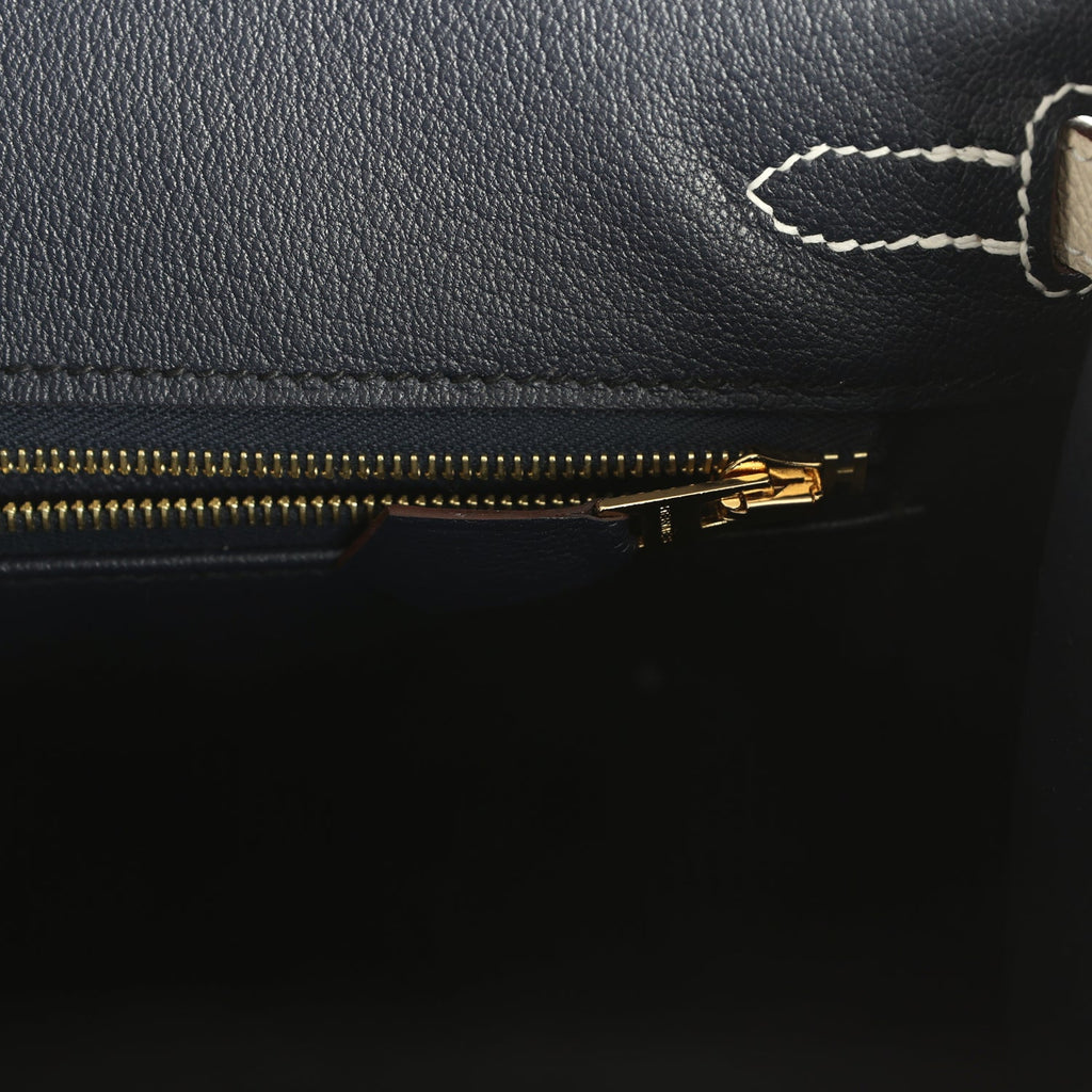 Hermes Special Order (HSS) Birkin Sellier 25 Craie Verso Epsom Brushed Gold Hardware - Image 9