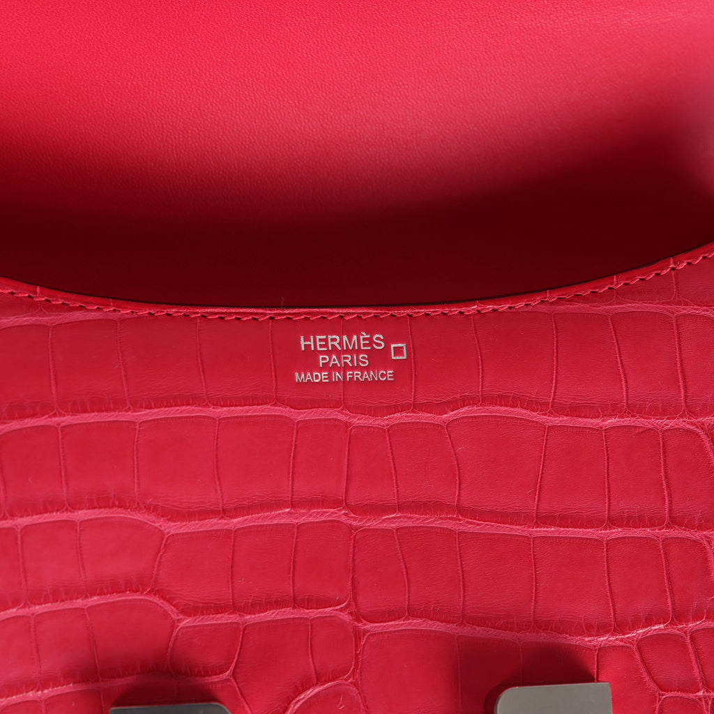 Hermes Constance 1-24 Rose Extreme Matte Alligator Palladium Hardware - Image 9