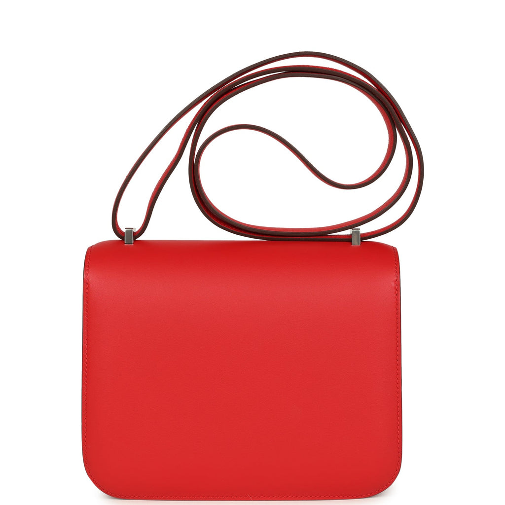 Hermes Constance 18 "Dancing Flowers" Rouge De Coeur Embroidered Swift Palladium Hardware - Image 5