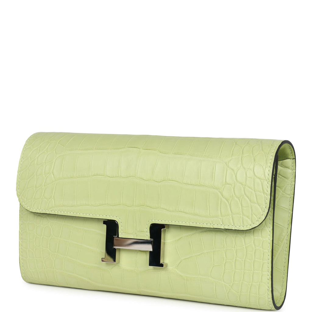 Hermes Constance Wallet To Go Jaune Bourgeon Matte Alligator Palladium Hardware - Image 6