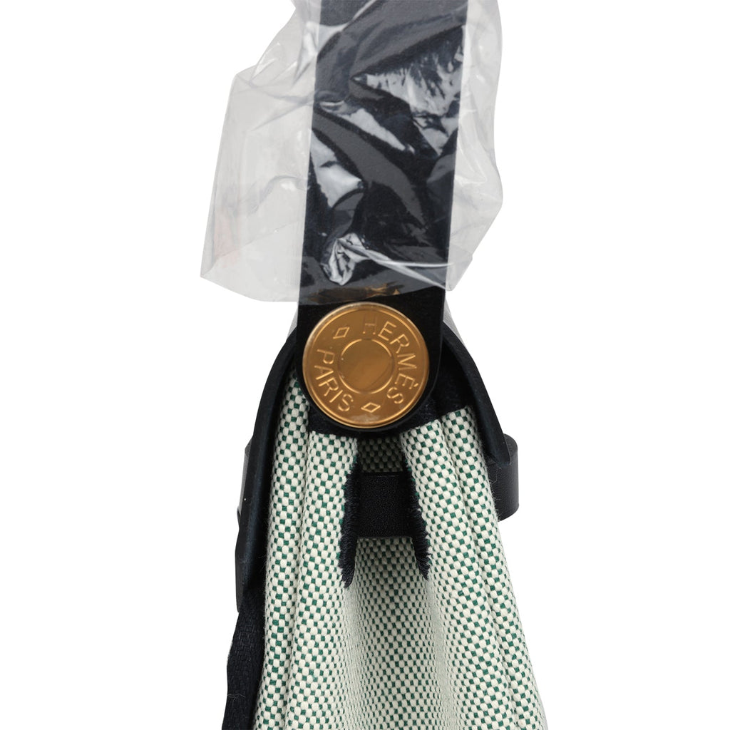 Hermes Herbag Zip 20 Mini Ecru and Vert Moyen Toile H Canvas and Black Vache Hunter Gold Hardware - Image 7