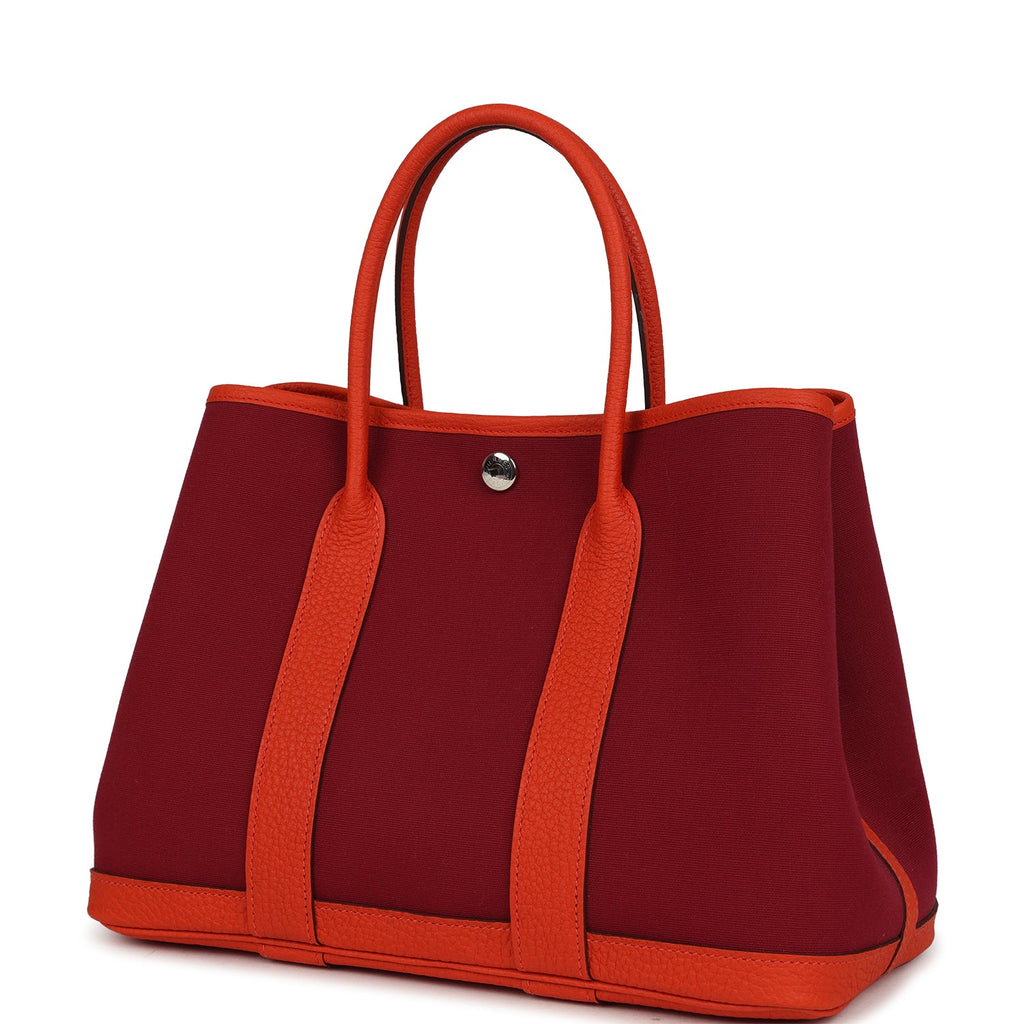 Hermes Garden Party 30 Rubis Officier Canvas and Capucine Negonda Palladium Hardware - Image 6