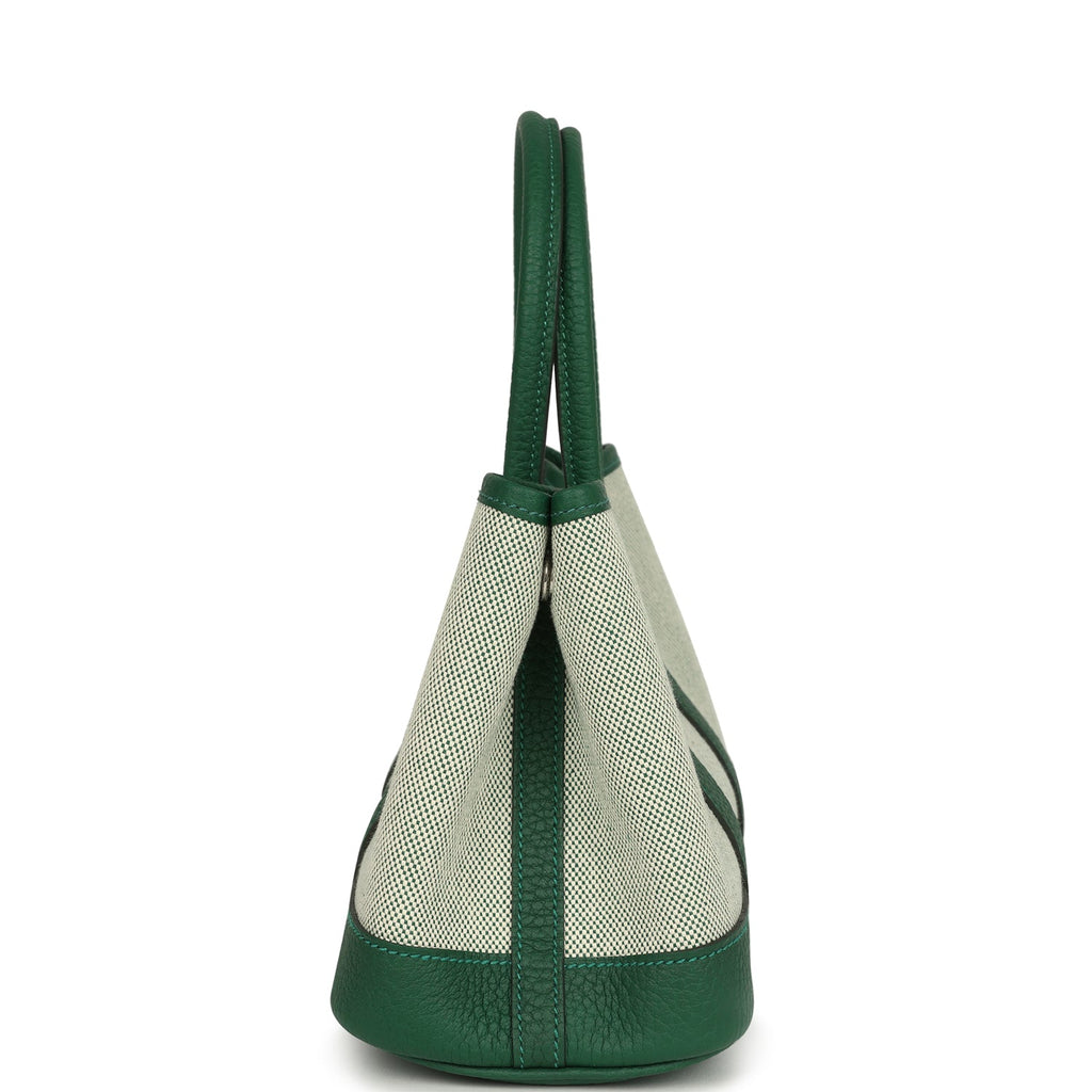 Hermes Garden Party Neo 23 Vert Moyen-Ecru Toile H Canvas and Vert Moyen Negonda Palladium Hardware - Image 4