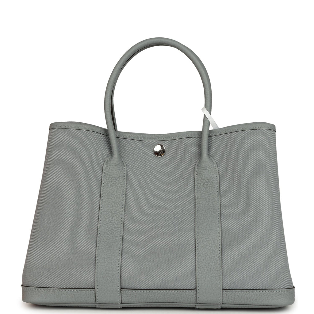 Hermes Garden Party 30 Gris Pantin Officier Canvas and Negonda Palladium Hardware - Image 5