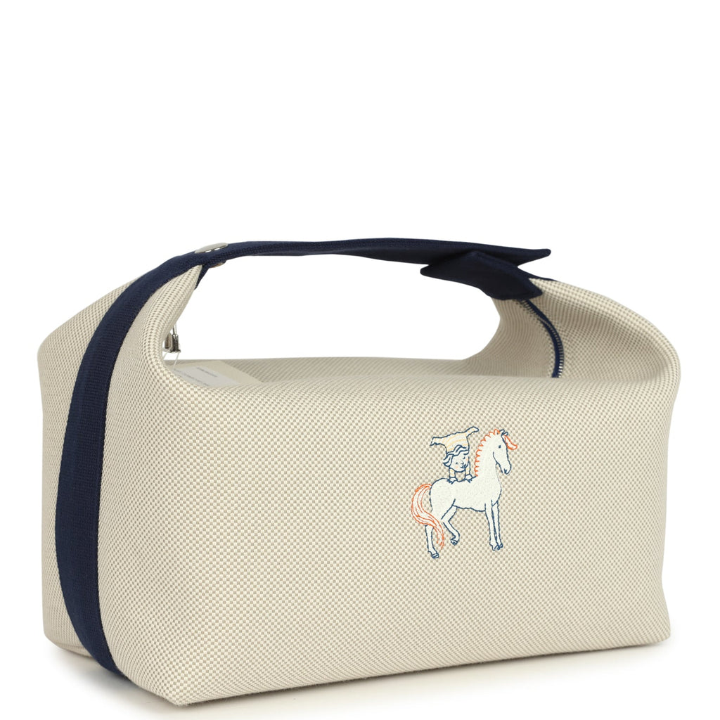 Hermes Bride A Brac Cabriole GM Gris Perle and Bleu Canvas Palladium Hardware - Image 3