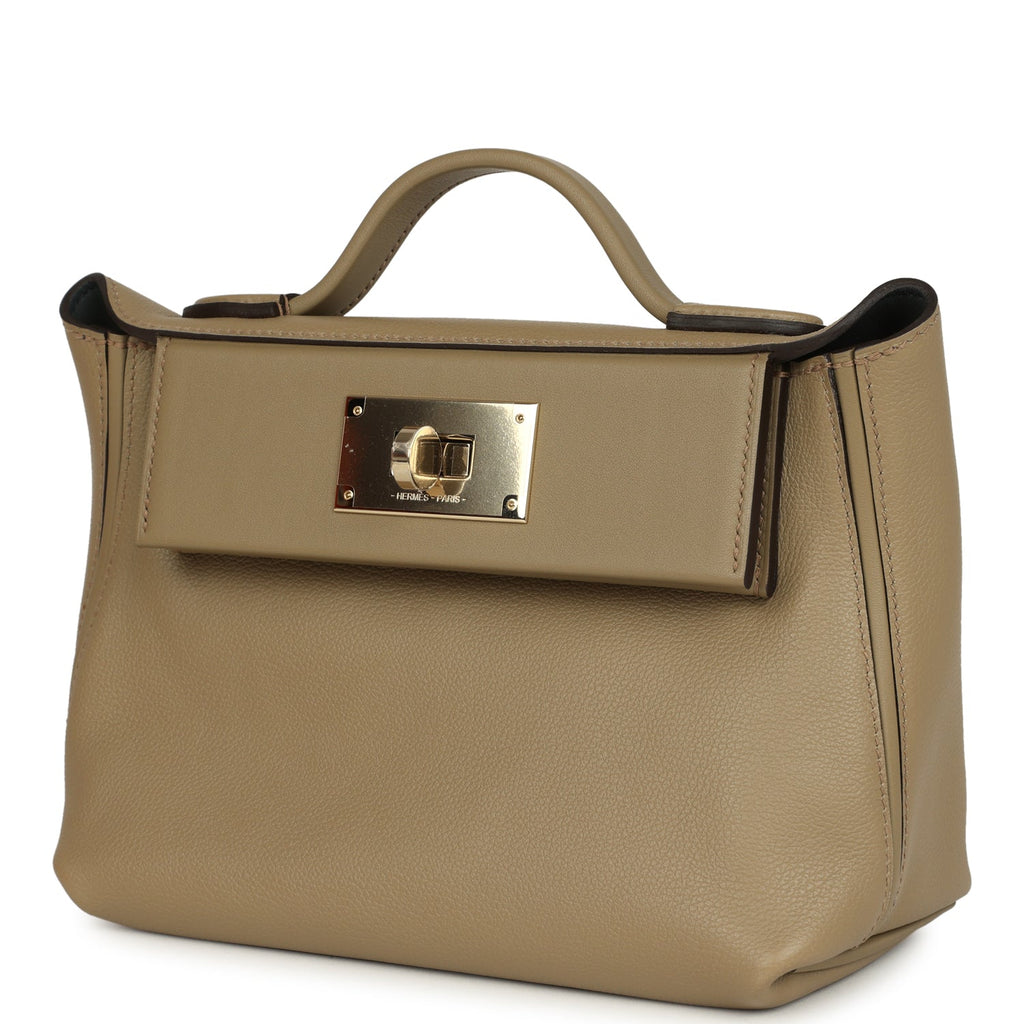 Hermes Mini 24/24 Beige Marfa Verso Evercolor and Swift Permabrass Hardware - Image 6