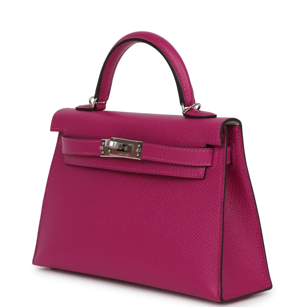 Hermes Special Order (HSS) Kelly Sellier 20 Rose Pourpre Verso Epsom Palladium Hardware - Image 6