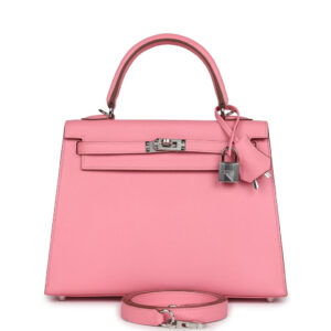 Hermes Kelly Sellier 25 Rose Confetti Epsom Palladium Hardware