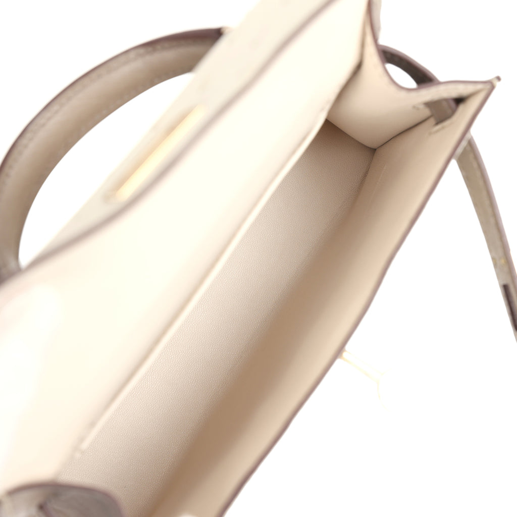 Hermes Special Order (HSS) Kelly Sellier 20 Beton and Gris Tourterelle Ostrich Permabrass Hardware - Image 9