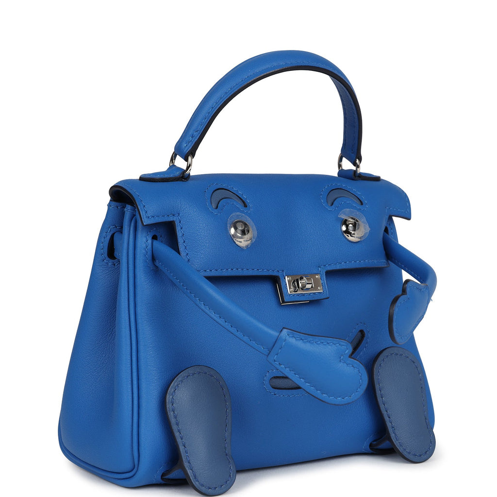 Hermes "Quelle Idolle" Kelly Doll Bleu Zellige and Bleu Agate Swift Palladium Hardware - Image 3