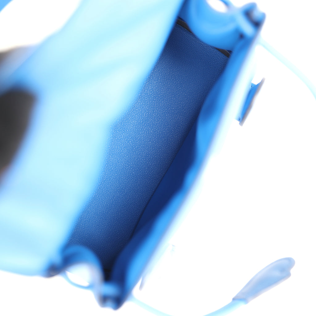 Hermes "Quelle Idolle" Kelly Doll Bleu Zellige and Bleu Agate Swift Palladium Hardware - Image 9