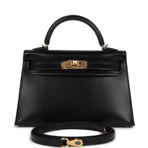 Hermes Kelly Sellier 20 Black Box Gold Hardware