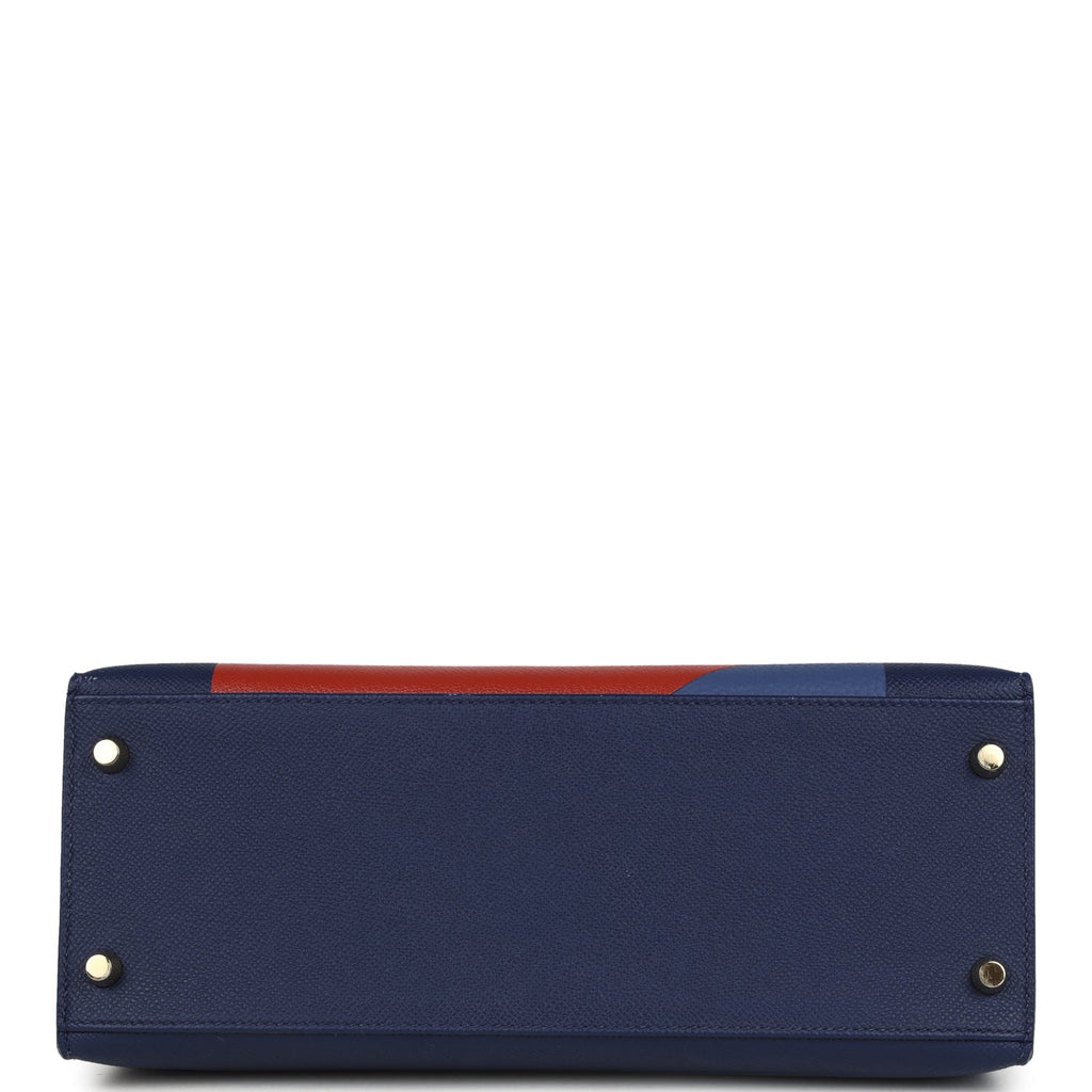 Pre-owned Hermes Special Order (HSS) Kellygraphie Kelly Sellier 28 "Lettre B" Bleu Nuit Epsom Permabrass Hardware - Image 7