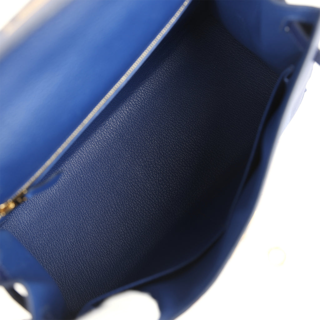 Pre-owned Hermes Special Order (HSS) Kellygraphie Kelly Sellier 28 "Lettre B" Bleu Nuit Epsom Permabrass Hardware - Image 9