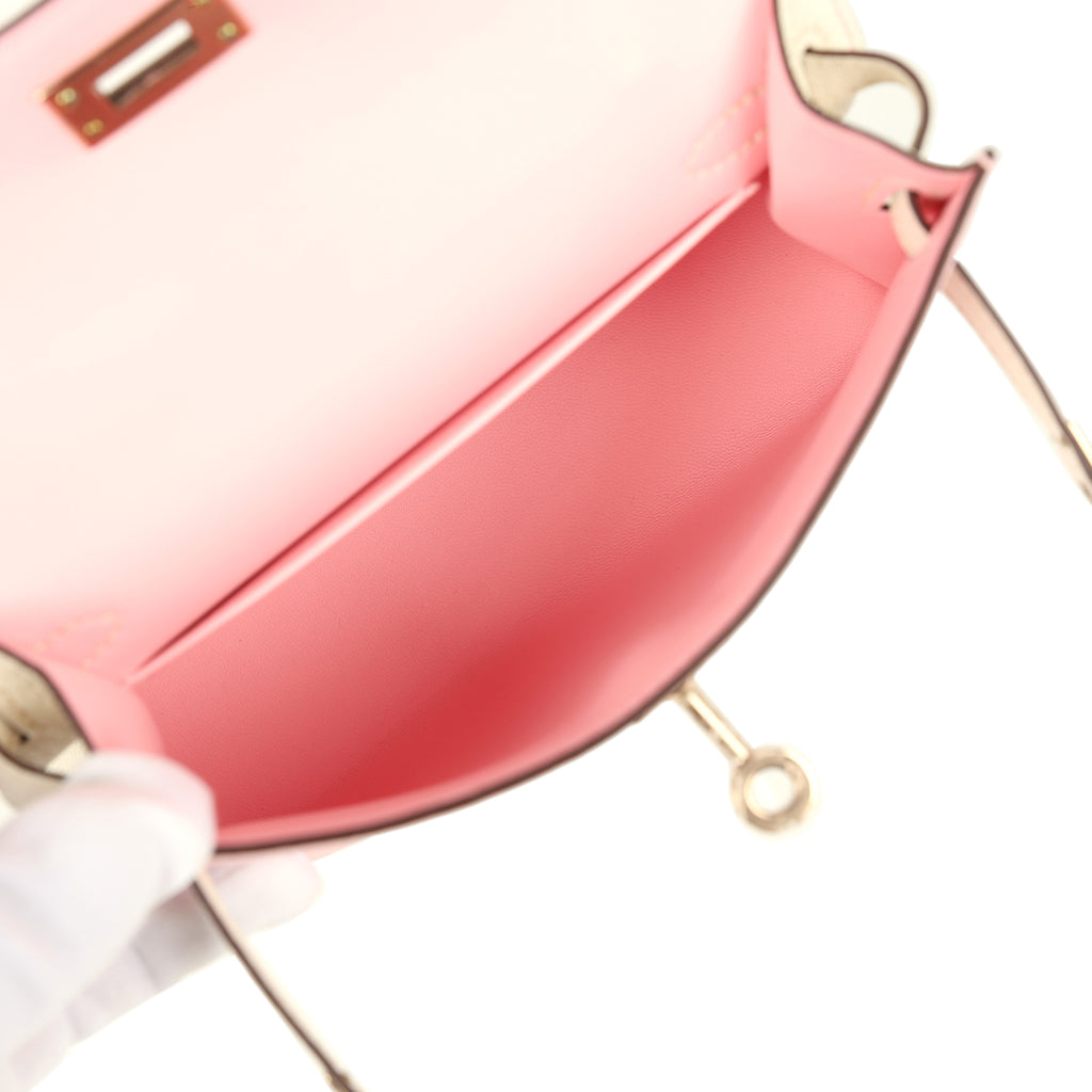 Hermes Special Order (HSS) Kelly Sellier 20 Rose Sakura and Nata Chevre Mysore Permabrass Hardware - Image 9