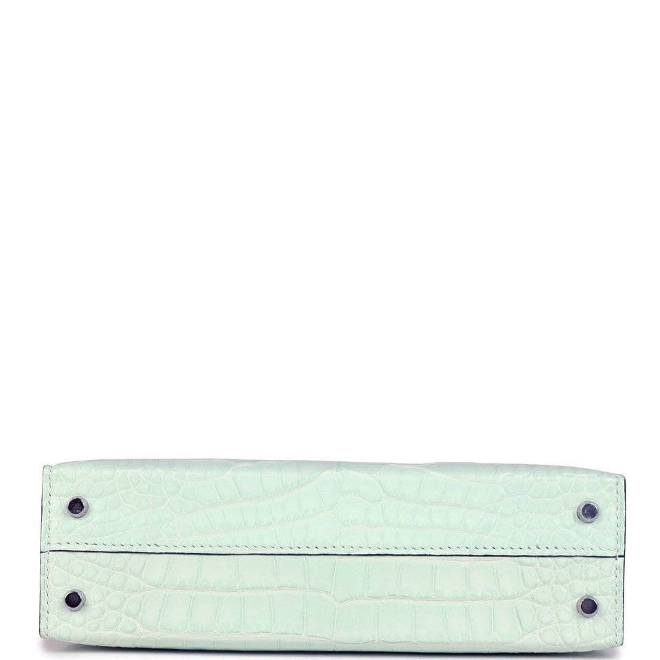 Hermes Kelly Sellier 20 Vert Peppermint Matte Alligator Palladium Hardware - Image 7