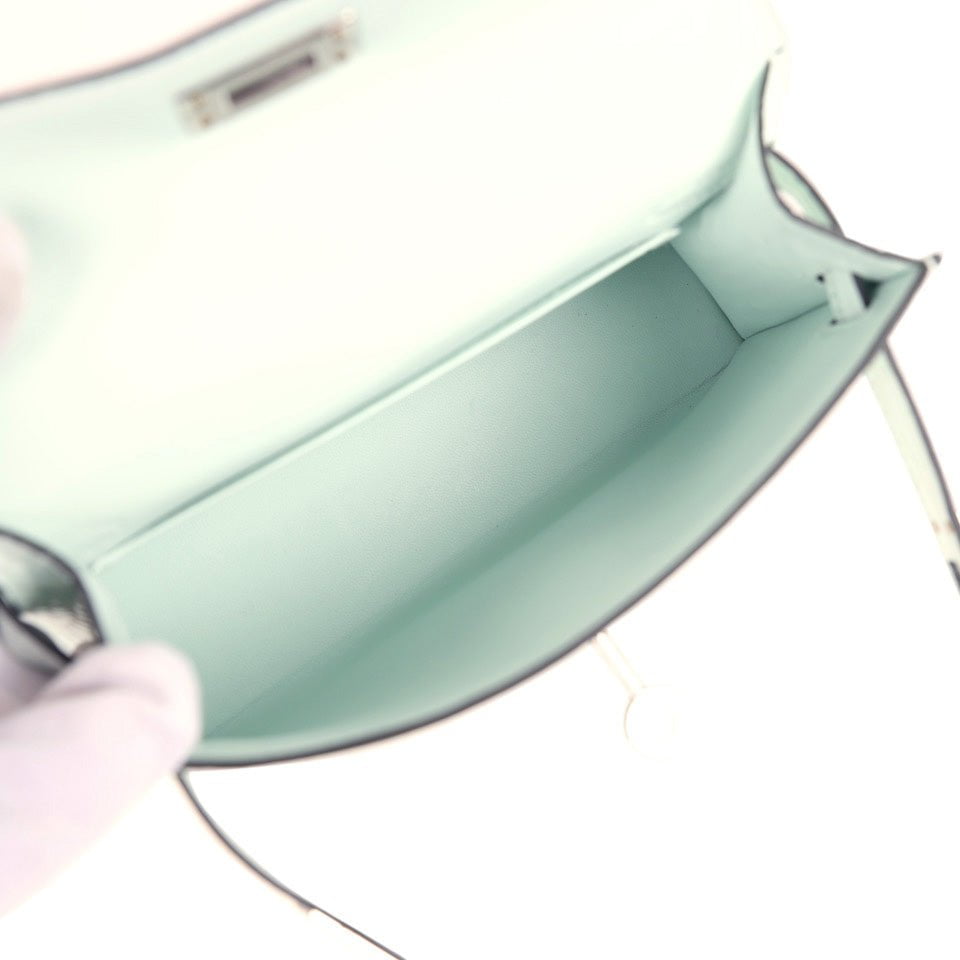 Hermes Kelly Sellier 20 Vert Peppermint Matte Alligator Palladium Hardware - Image 9