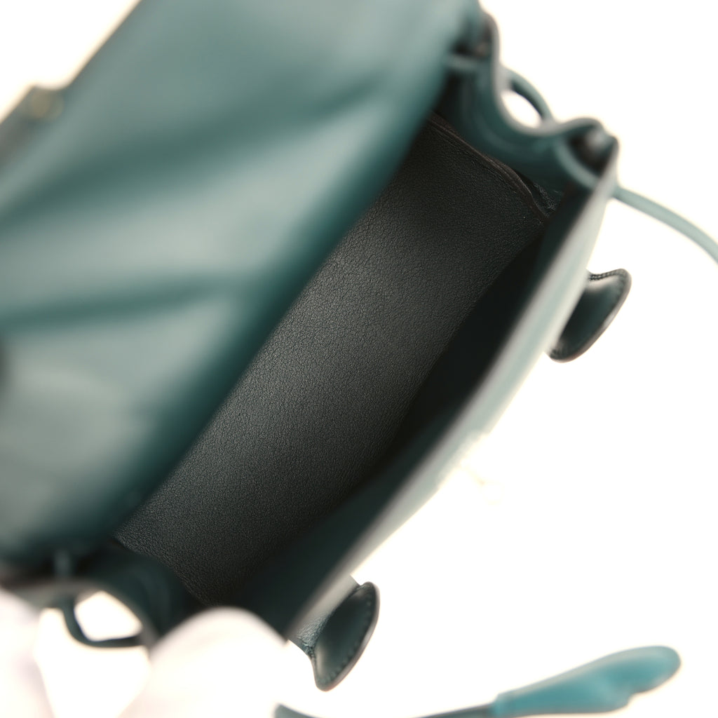 Hermes "Quelle Idolle" Kelly Doll Vert Cypress and Vert Bosphore Swift Palladium Hardware - Image 9