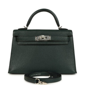 Pre-owned Hermes Kelly Sellier 20 Vert Titien Verso Chevre Mysore Palladium Hardware