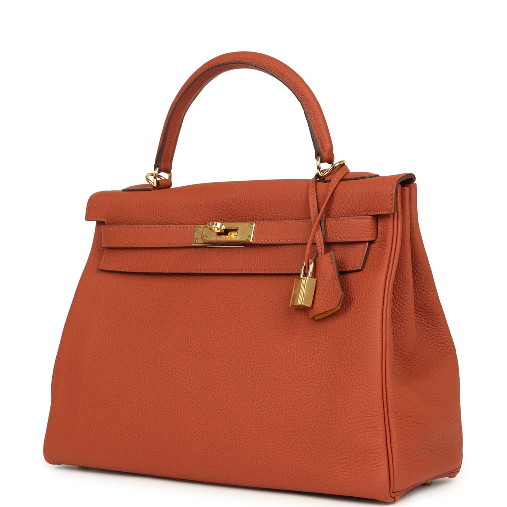 Pre-owned Hermes Special Order (HSS) Kelly Retourne 32 Cuivre Verso Togo Gold Hardware - Image 6