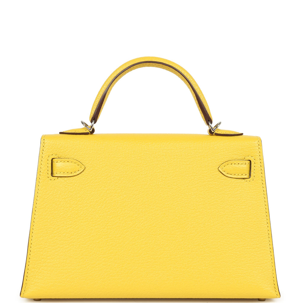 Pre-owned Hermes Kelly Sellier 20 Jaune de Naples Verso Chèvre Mysore Palladium Hardware - Image 5