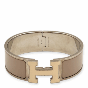 Clic H Medium Width Marron Bracelet in Enamel