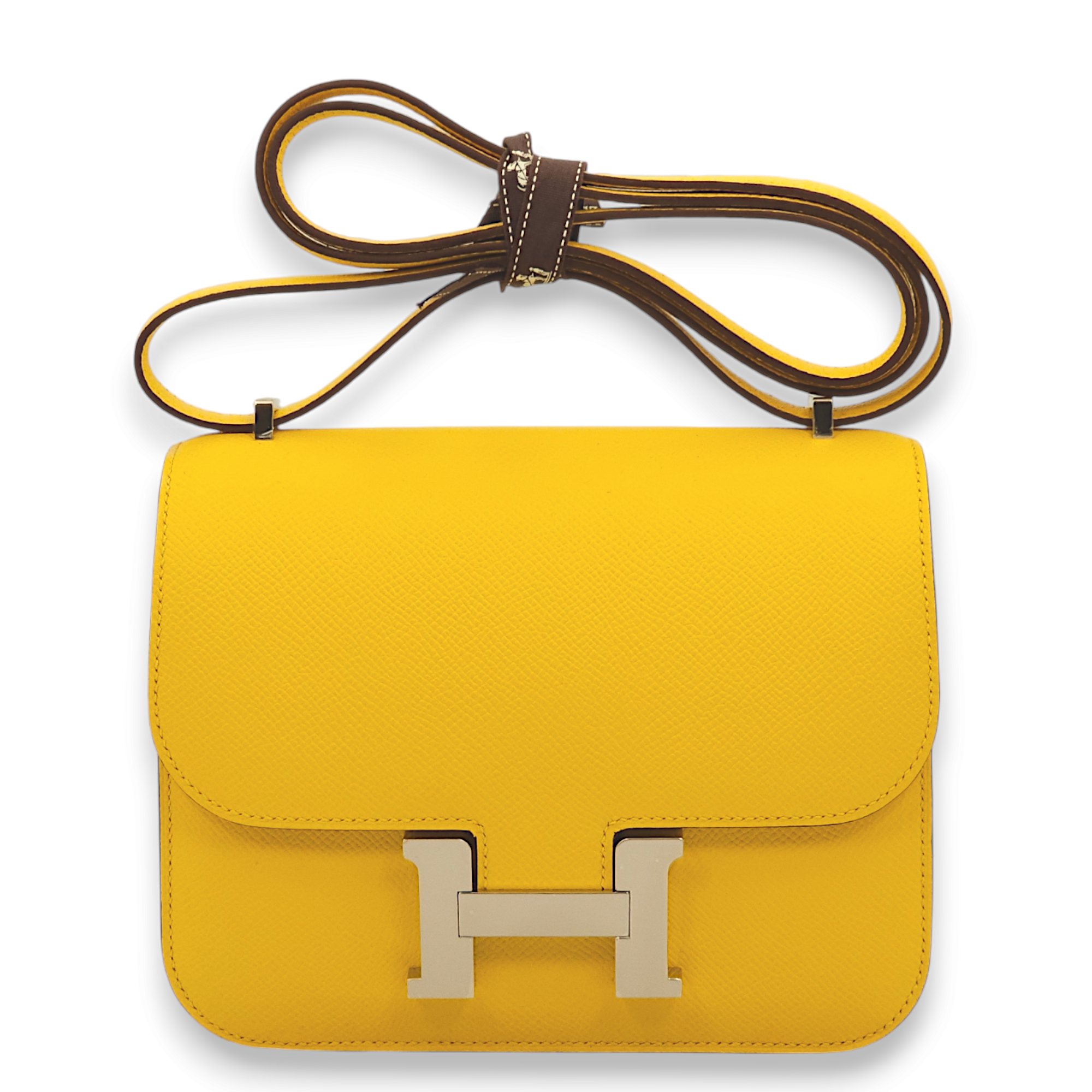 Constance Mirror 18 Jaune De Naples in Epsom, Palladium hardware