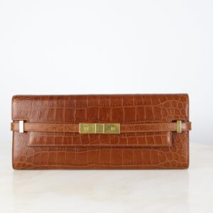 YSL Camel Croco Manhattan Clutch