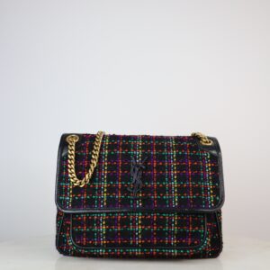YSL Multicolor Fabric Medium Tweed Niki Bag