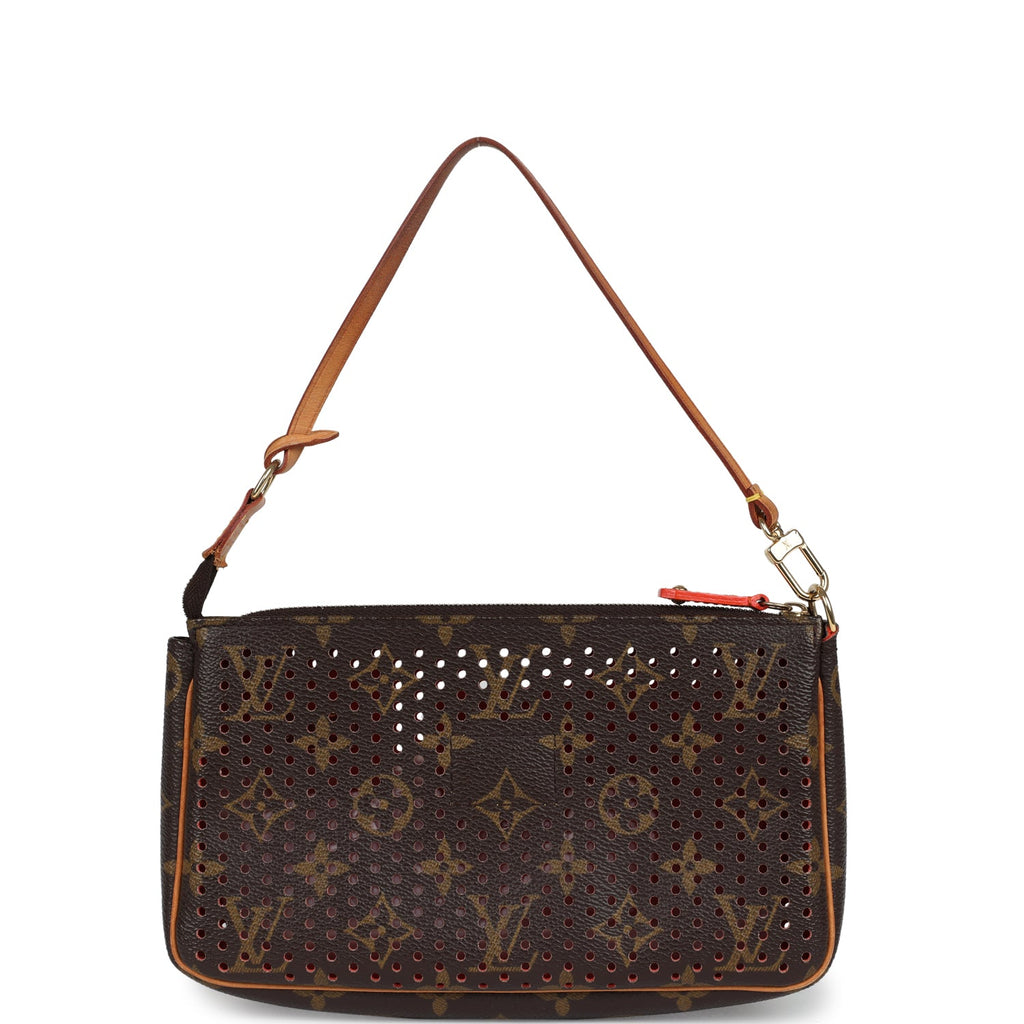 Vintage Louis Vuitton Perforated Pochette Accessories Orange Monogram Gold Hardware - Image 5