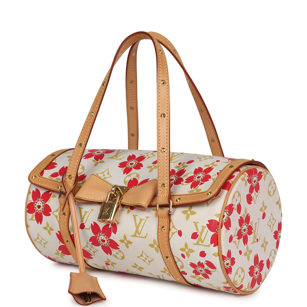 Vintage Louis Vuitton X Takashi Murakami Cream and Red Cherry Blossom Papillon Gold Hardware - Image 6