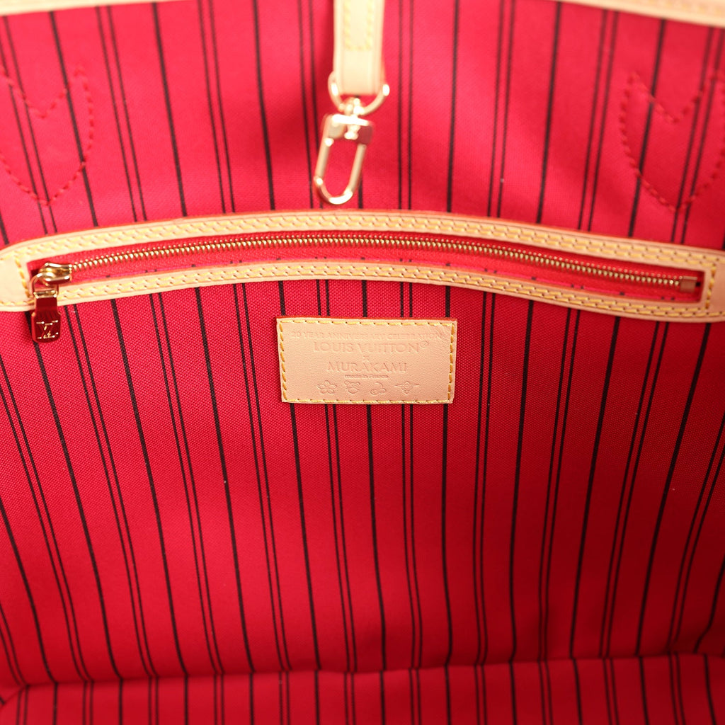 Louis Vuitton X Takashi Murakami Neverfull MM Cherry Brown Monogram Gold Hardware - Image 10