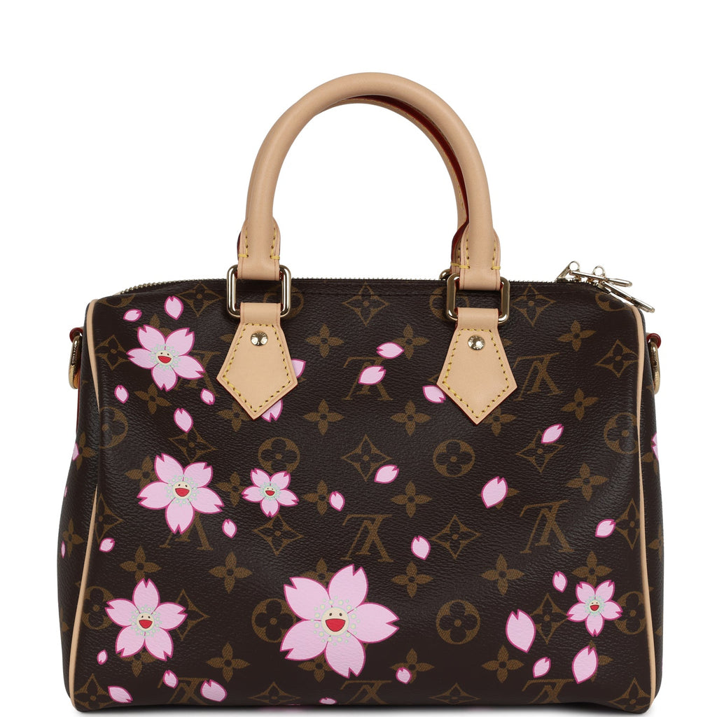 Louis Vuitton X Takashi Murakami Cherry Blossom Speedy 25 Bandouliere Brown Monogram Gold Hardware - Image 5