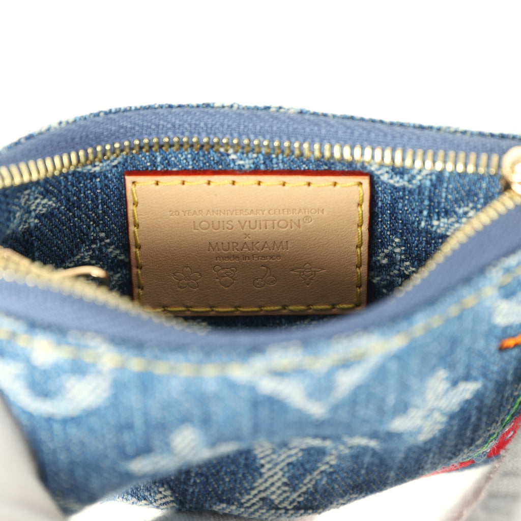 Louis Vuitton X Takashi Murakami Key Pouch Denim Monogram Cherry Gold Hardware - Image 9