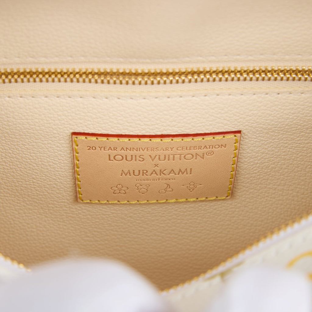 Louis Vuitton X Takashi Murakami Cosmetic Pouch GM White Multicolored Monogram Gold Hardware - Image 9