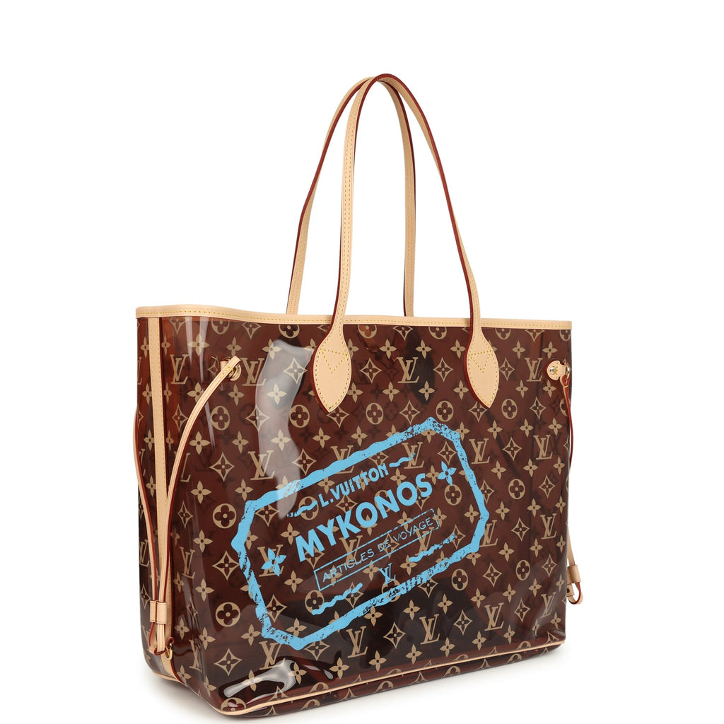 Louis Vuitton "Mykonos" Cities Neverfull GM Brown and Blue Monogram Vinyl Gold Hardware - Image 3