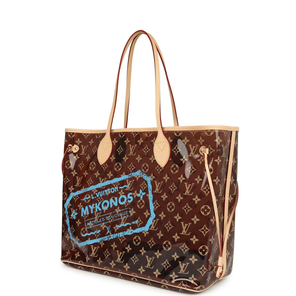 Louis Vuitton "Mykonos" Cities Neverfull GM Brown and Blue Monogram Vinyl Gold Hardware - Image 6