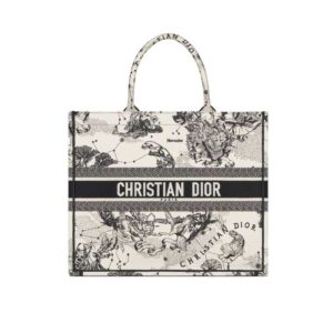 Large Dior Book Tote Latte Toile de Jouy Zodiac Embroidery - DB039