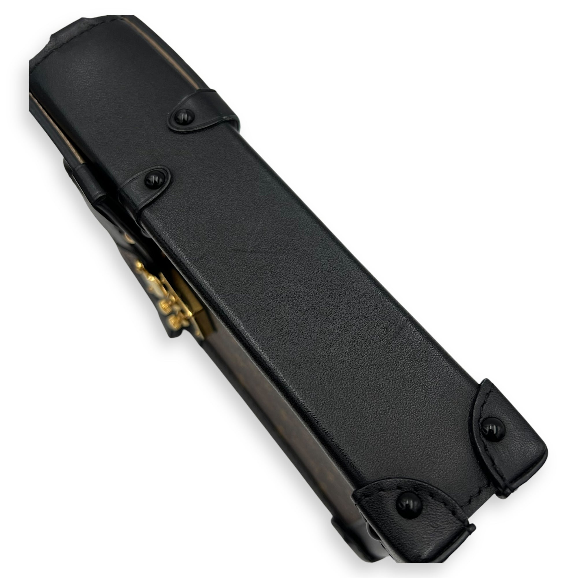 Trunk Vertical Brown Crossbody Bag in Monogram Coated Canvas, Gold hardware - Image 8