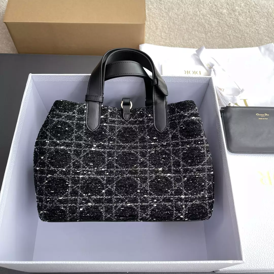 Medium Dior Toujours Bag Black Cannage Tweed - Repbags.ru - Image 5