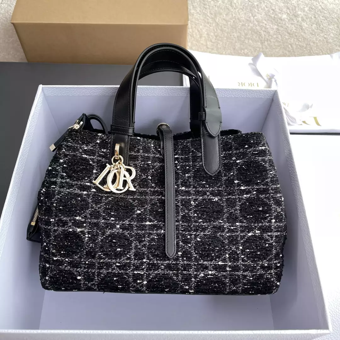 Medium Dior Toujours Bag Black Cannage Tweed - Repbags.ru - Image 3
