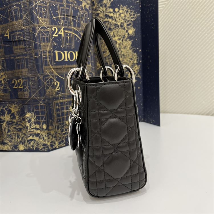 Mini Lady Dior Bag Black Lambskin - Image 7
