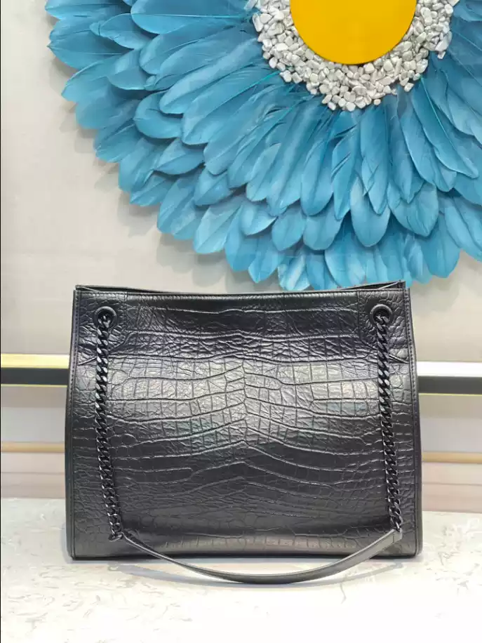 Niki Medium Shopping Bag in Crocodile-Embossed Leather - Image 4