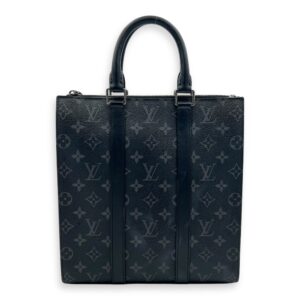 Sac Plat Eclipse Top Handle Bag in Coated Canvas, Silver hardware