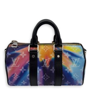 Keepall Crossbody Bag Black in Coated Canvas , Silver Hardware